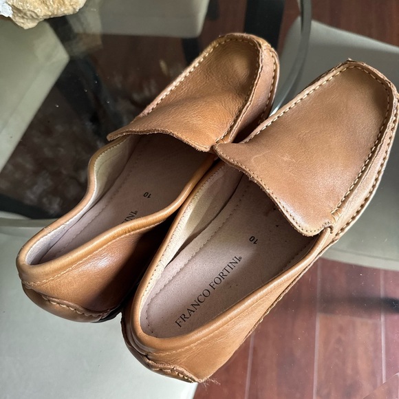 Franco Fortini Max Men's Leather Driving Slip-on Comfort Loafers Camel Brown 10 - Picture 2 of 4